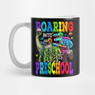 Roaring Into Preschool Monster Truck Dinosaur T Rex Mug